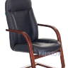 офисное Бюрократ T-9923WALNUT-AV/BL на полозьях низкая спинка черный обивка кожа каркас металл в Ставрополе